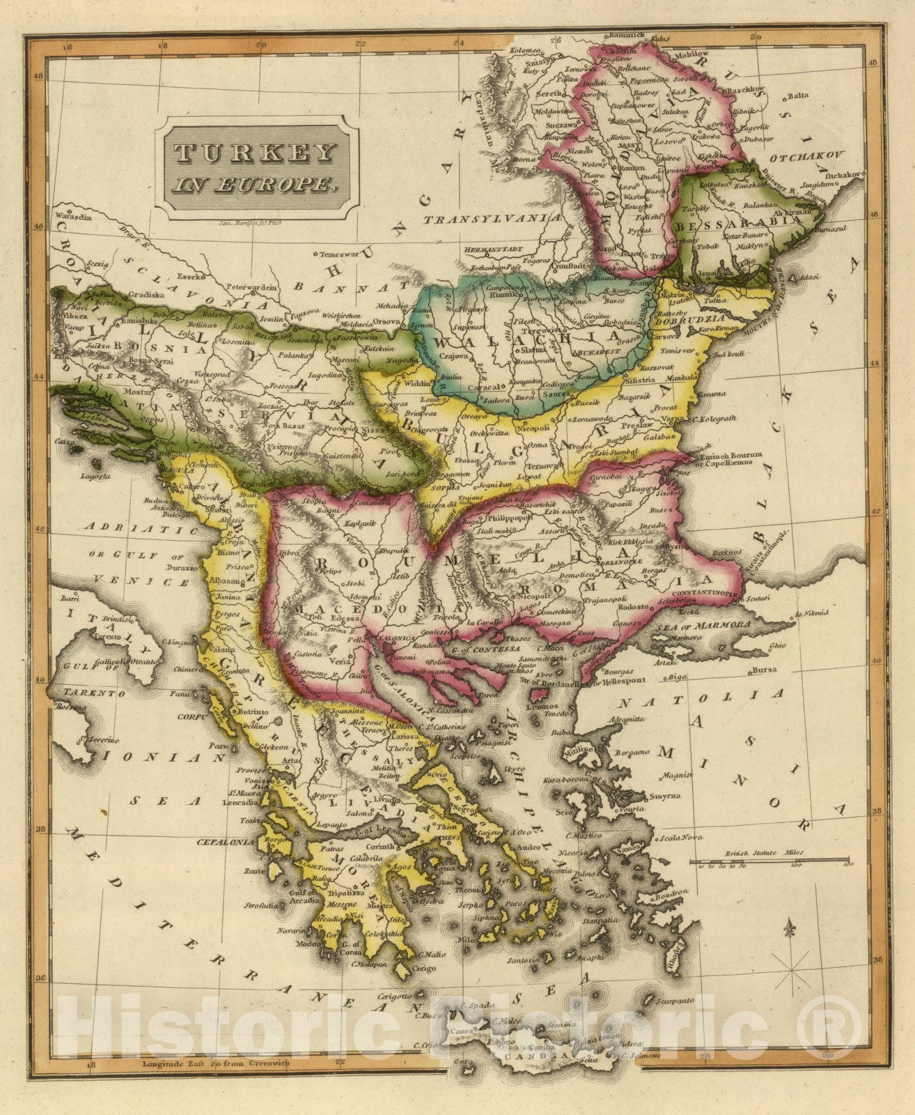 Historic Map : World Atlas Map, Turkey In Europe. 1822 - Vintage Wall Art