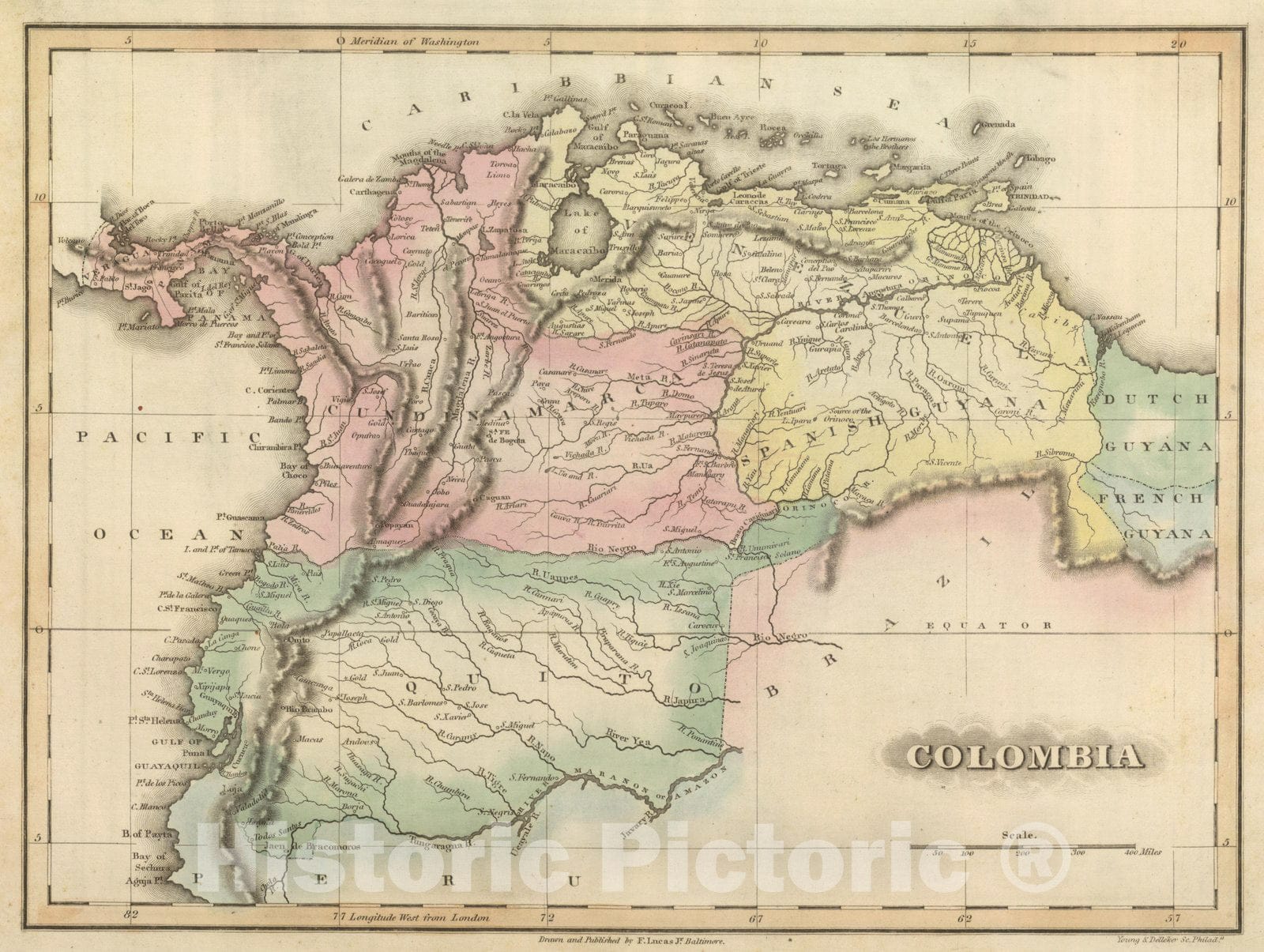 Historic Map : Colombia; Venezuela,Colombia. 1817 , Vintage Wall Art