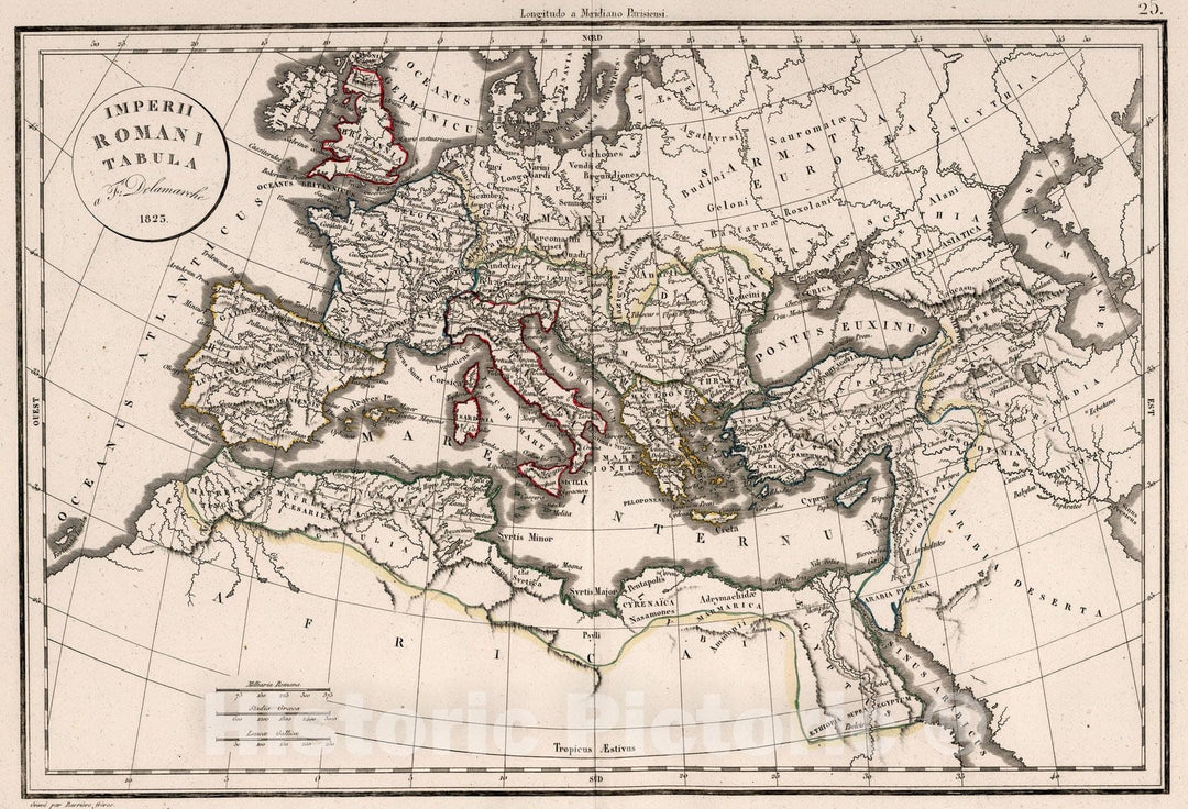 Historic Map : Mediterranean, EuropeImperii Romani Tabula 1825. 1825 , Vintage Wall Art