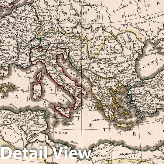 Historic Map : Mediterranean, EuropeImperii Romani Tabula 1825. 1825 , Vintage Wall Art