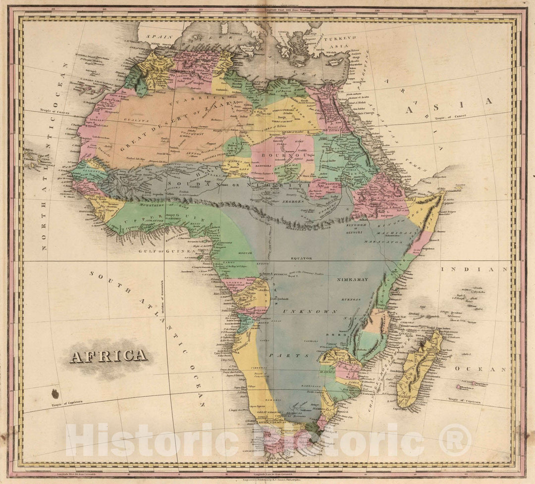 Historic Map : School Atlas Map, Africa. 1826 - Vintage Wall Art