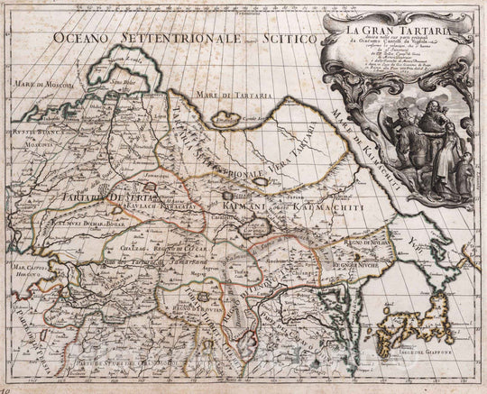 Historic Map : China, Siberia (Russia), AsiaGran Tartaria divisa nelle sue parti principali 1693 , Vintage Wall Art