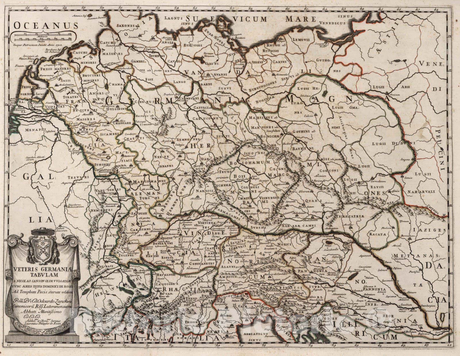 Historic Map : Germany, , EuropeVeteris Germaniae tabulam 1712 , Vintage Wall Art