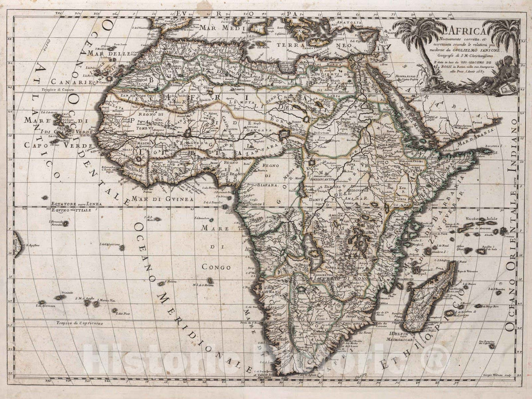 Historic Map : World Atlas Map, L'Africa 1687 - Vintage Wall Art