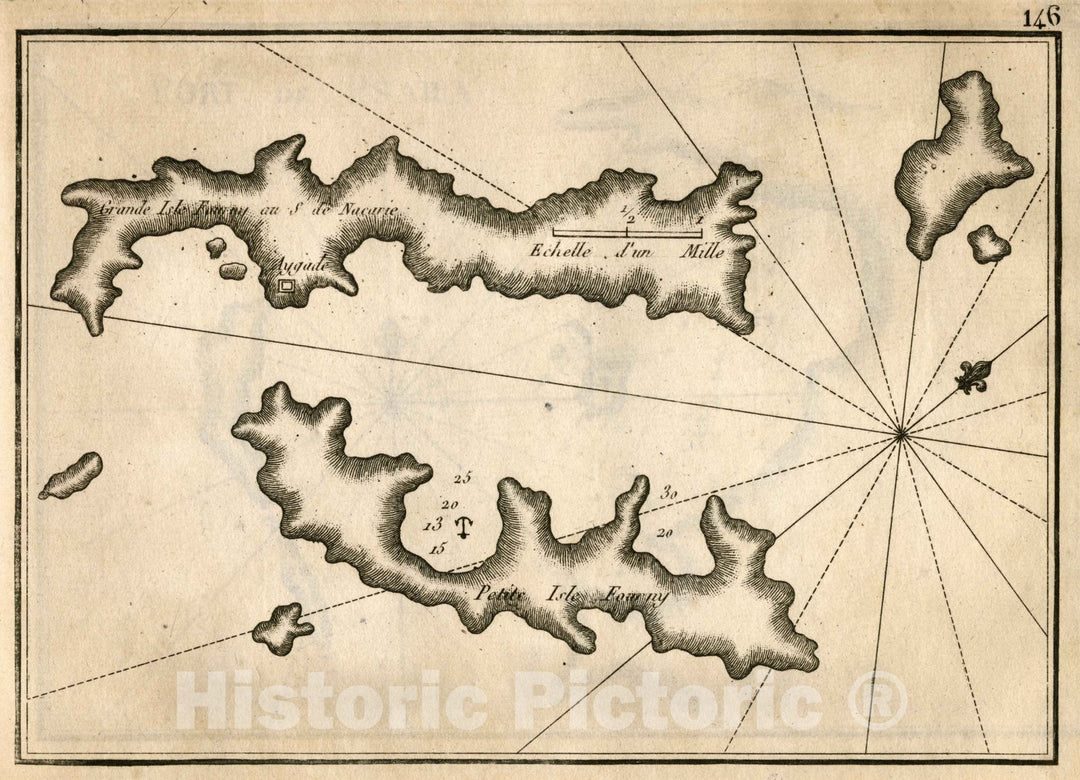 Historic Wall Map : Fourni Islands (Greece) Chart Map, Pl. 146. Fourni Islands, Greece. 1764 , Vintage Wall Art