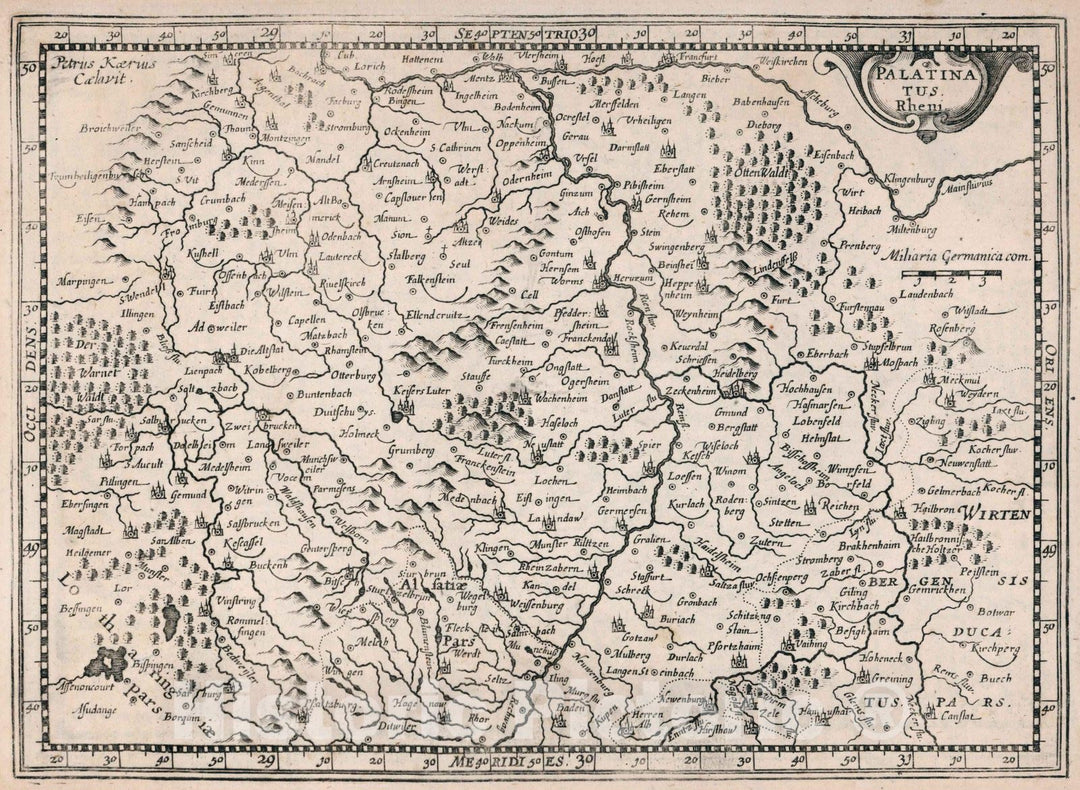 Historic Map : Germany,Palatinatus Rheni 1636 , Vintage Wall Art