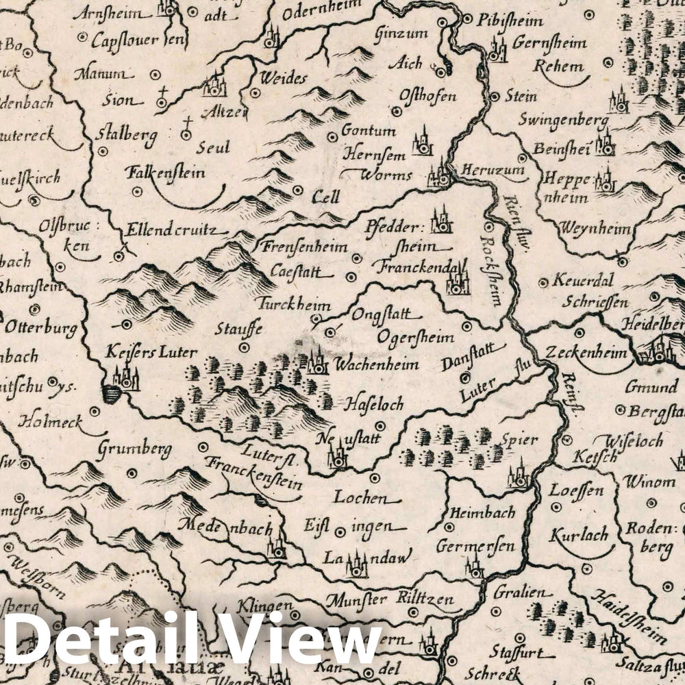 Historic Map : Germany,Palatinatus Rheni 1636 , Vintage Wall Art