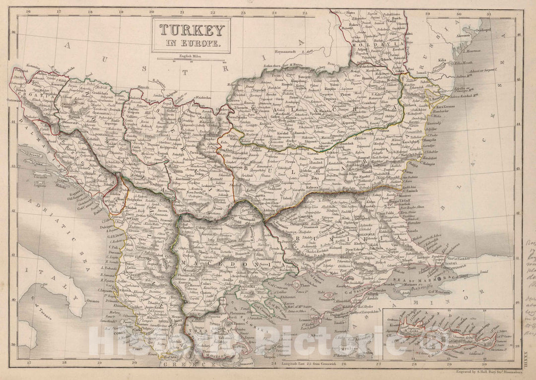 Historic Map : World Atlas Map, Turkey in Europe. 1841 - Vintage Wall Art