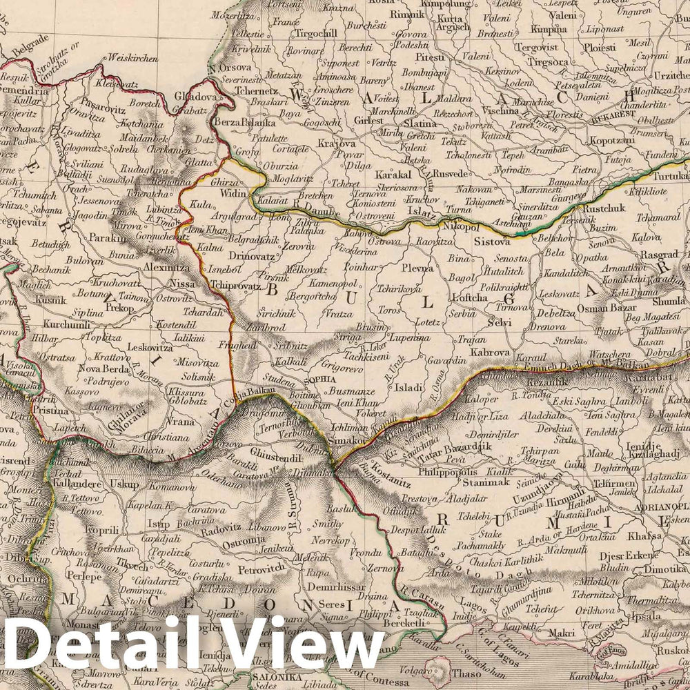 Historic Map : World Atlas Map, Turkey in Europe. 1841 - Vintage Wall Art