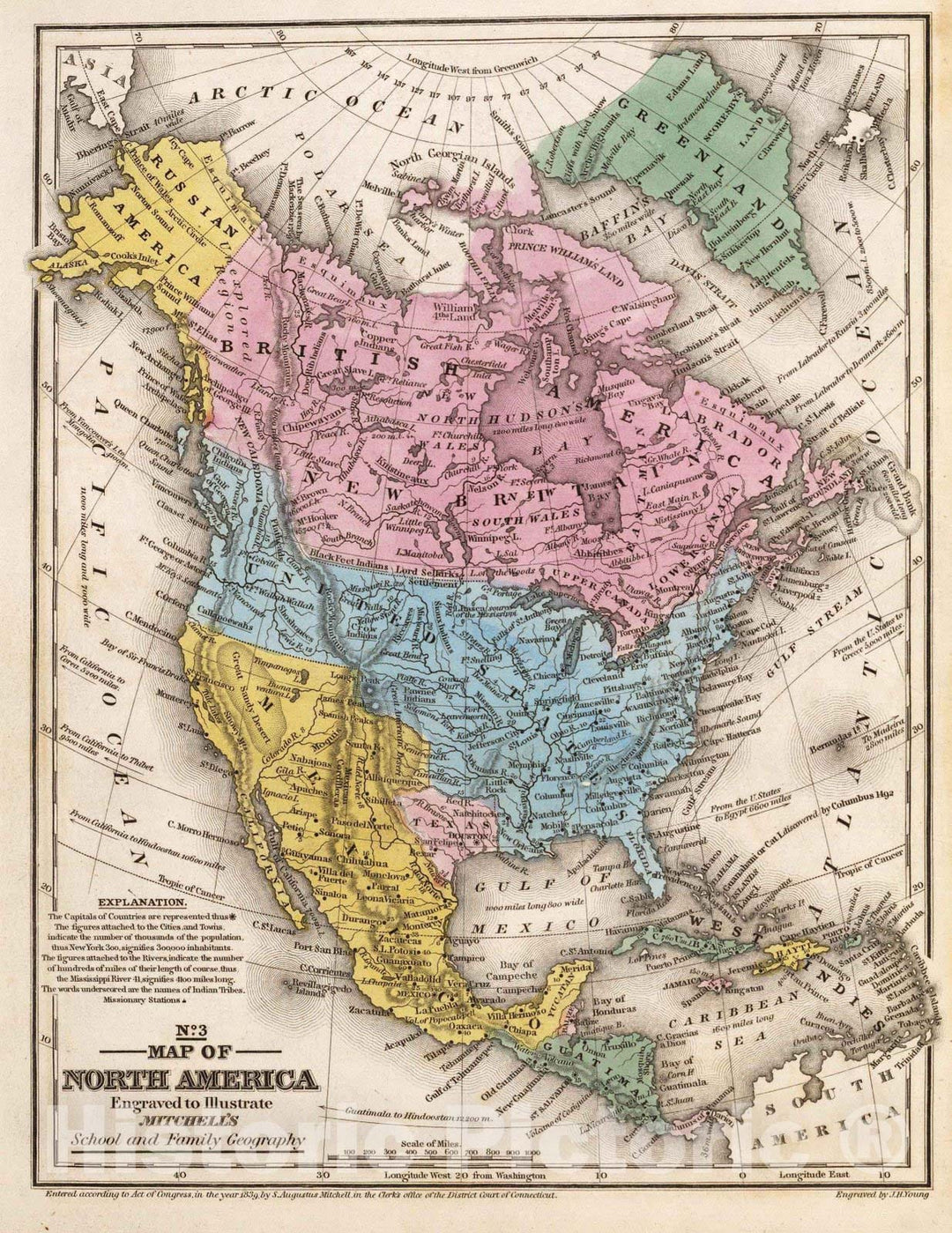 Historic Map : Map of North America, 1839 - Vintage Wall Art