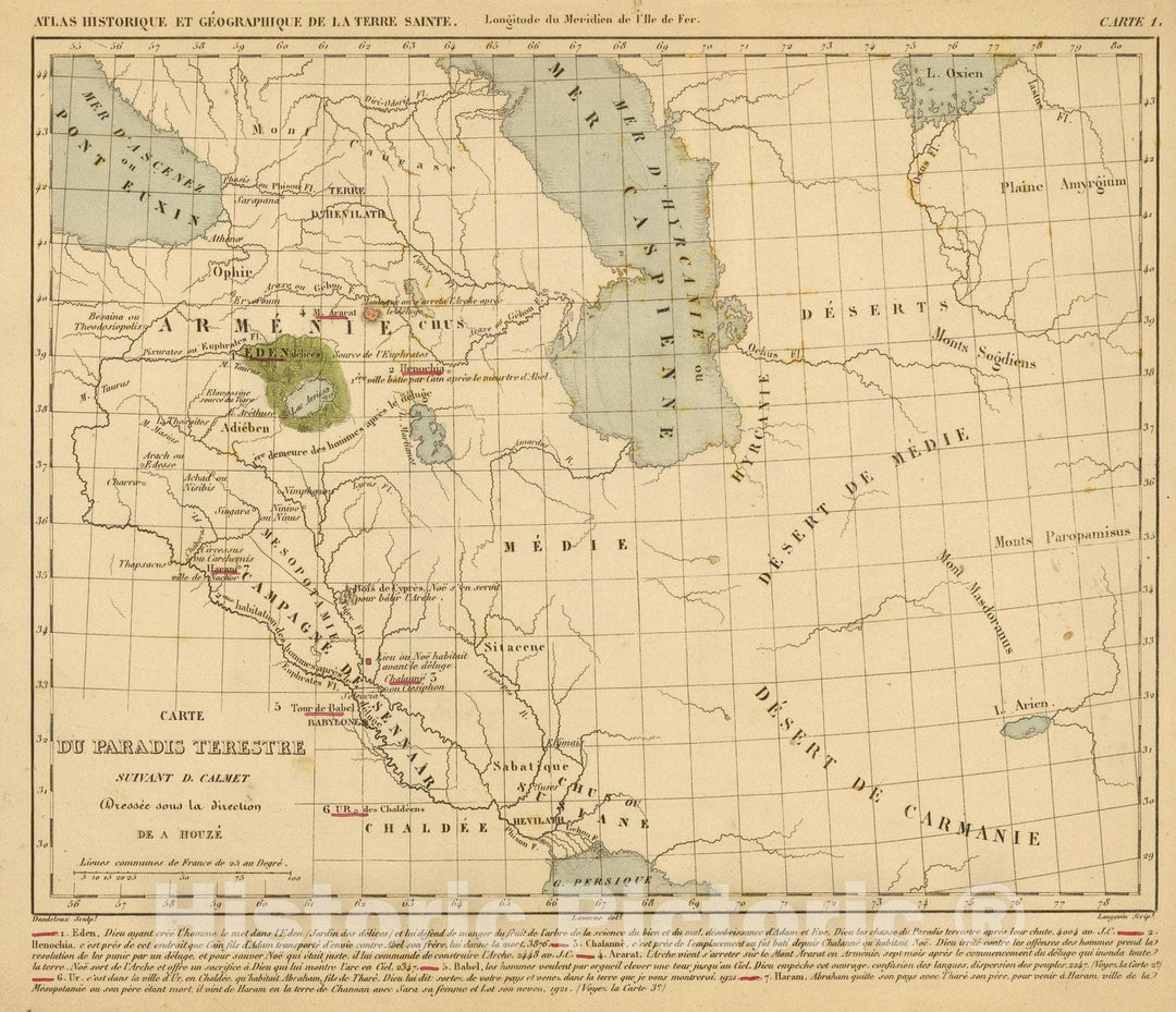 Historic Map : Middle East, AsiaParadis Terestre. 1844 , Vintage Wall Art