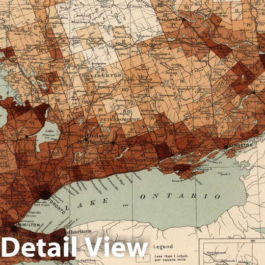 Historic Map : No. 27 A, Density of population, 1901; Ontario and Quebec 1906 - Vintage Wall Art