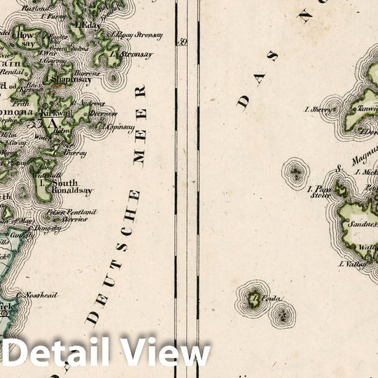 Historic Map : Scotland, Shetland Islands V.3:11-15:XV. Britisches Reich. B. Kon: Scotland. c. Nord Scotland. Shetlands Inseln 1830 , Vintage Wall Art