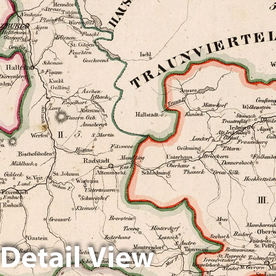 Historic Map : Germany, V.3:11-15:XI:1. Oesterreich. A. Deutsche Erbstaaten II. Land ob der Ens. 1828 , Vintage Wall Art