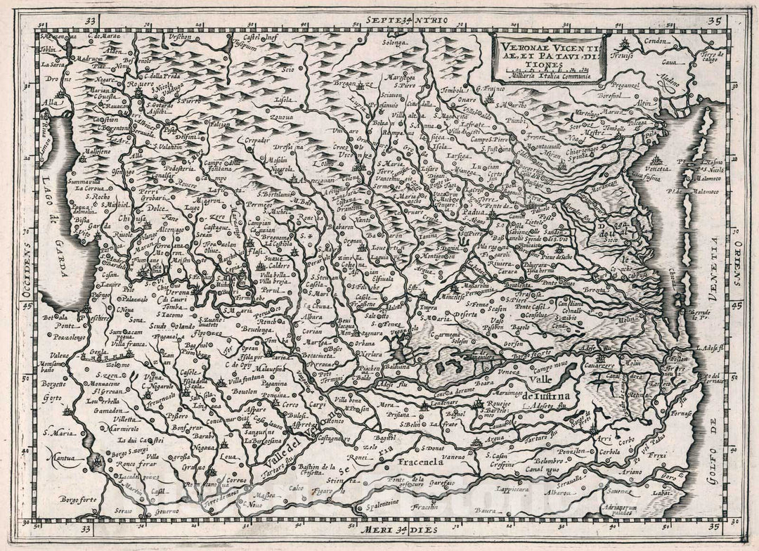 Historic Map : Italy,Veronae, Vicentiae Et Patavii Ditiones 1636 , Vintage Wall Art