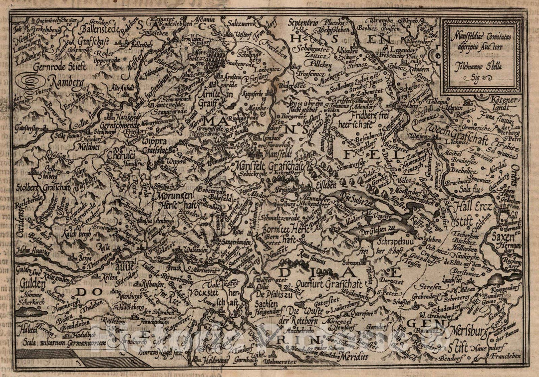 Historic Map : Germany, Saxony21. Mansfeldiae Comitatus desriptio. 1600 , Vintage Wall Art