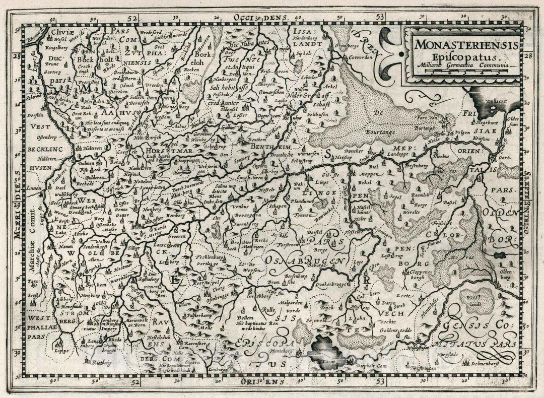 Historic Map : Germany,Monasteriensis episcopatus 1636 , Vintage Wall Art