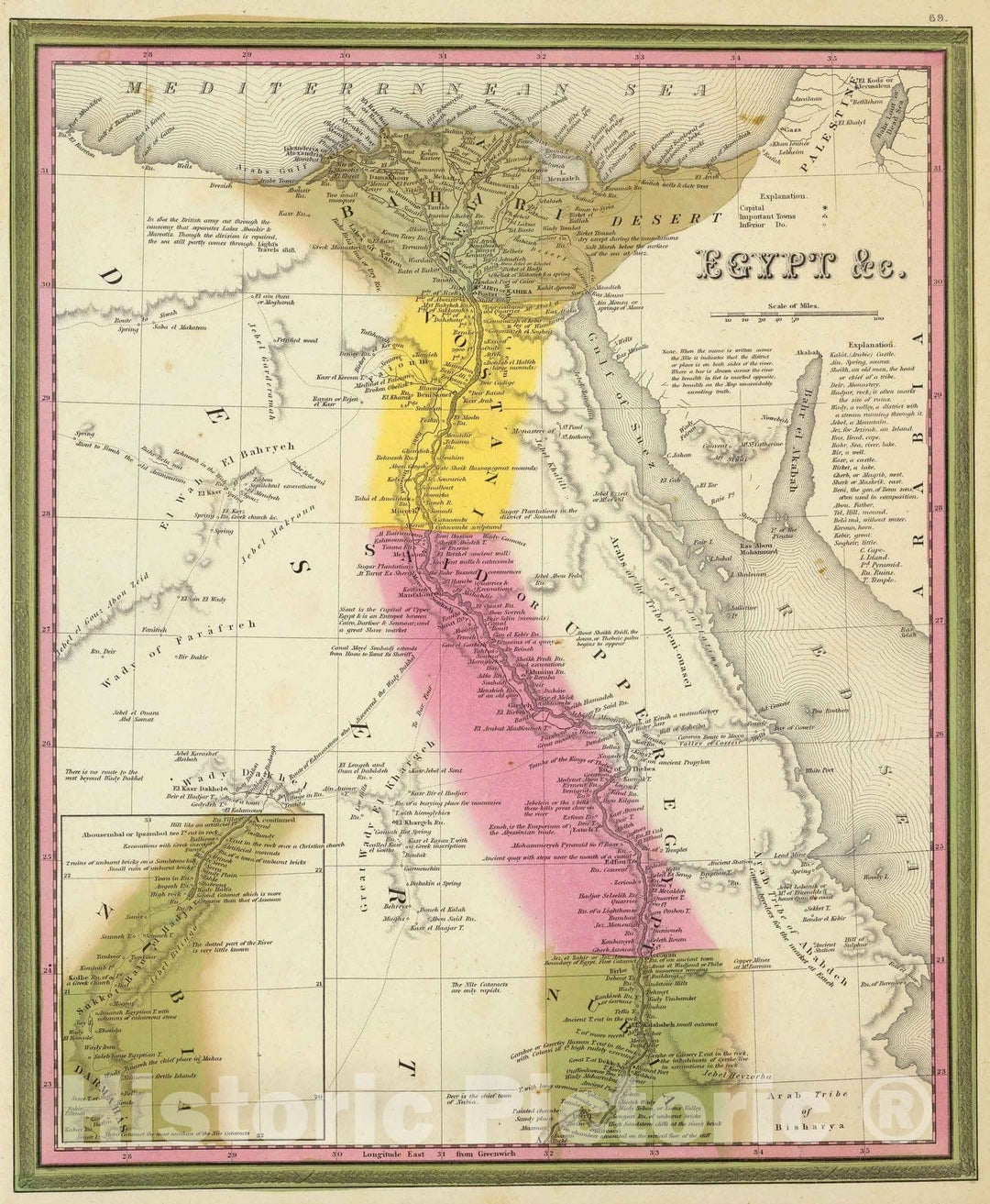 Historic Map : World Atlas Map, Egypt. 1846 - Vintage Wall Art