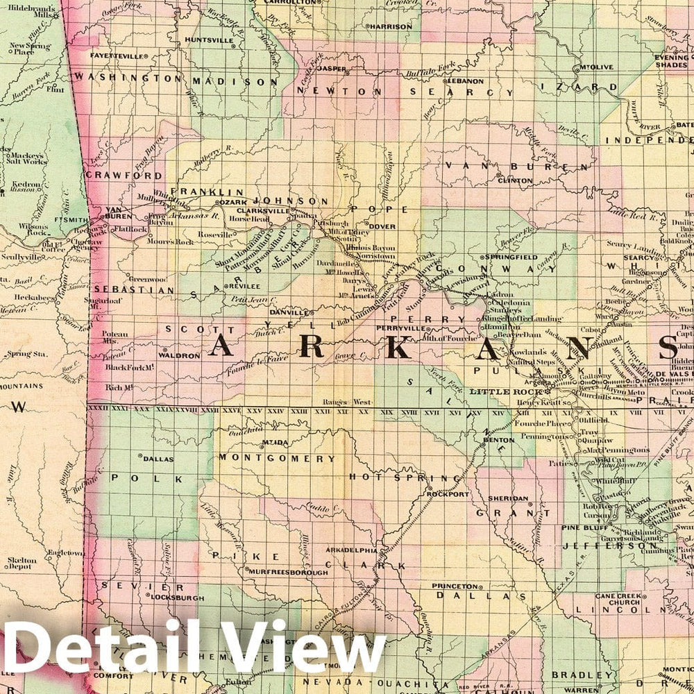 Historic Map : Arkansas, Indian Terr. 1874 - Vintage Wall Art