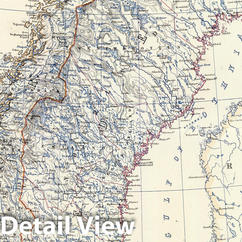 Historic Map : World Atlas Map, Sweden, Norway. 1861 - Vintage Wall Art