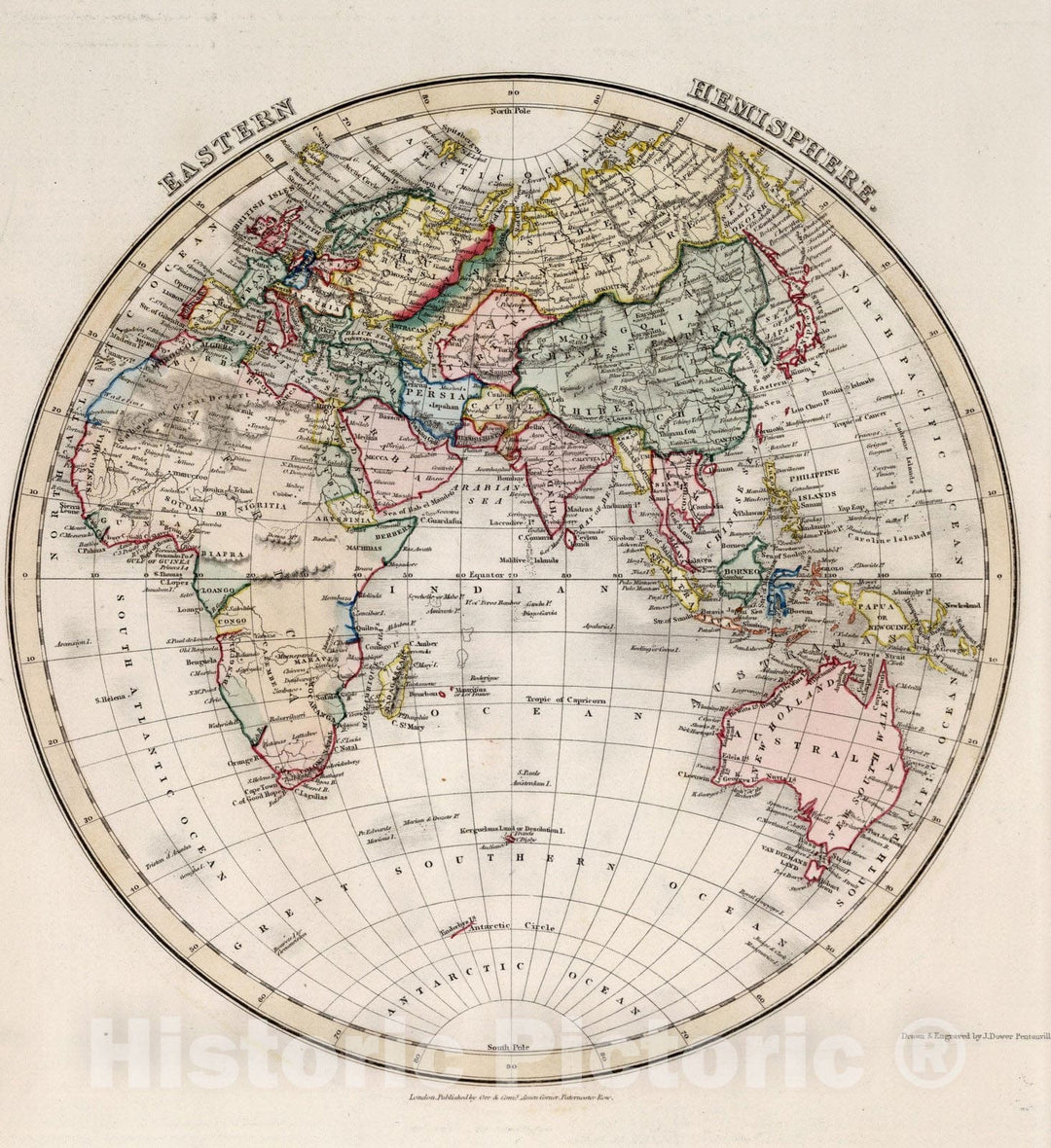 Historic Map : World Atlas Map, Eastern Hemisphere. 1832 - Vintage Wall Art