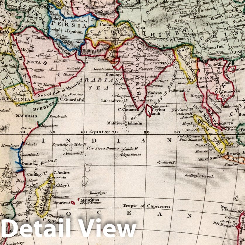 Historic Map : World Atlas Map, Eastern Hemisphere. 1832 - Vintage Wall Art