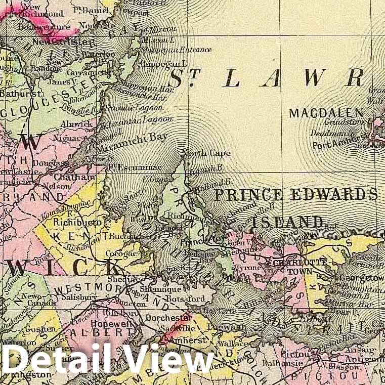 Historic Map : World Atlas Map, Nova Scotia, New Brunswick, Pr. Edward's Id. 1890 - Vintage Wall Art