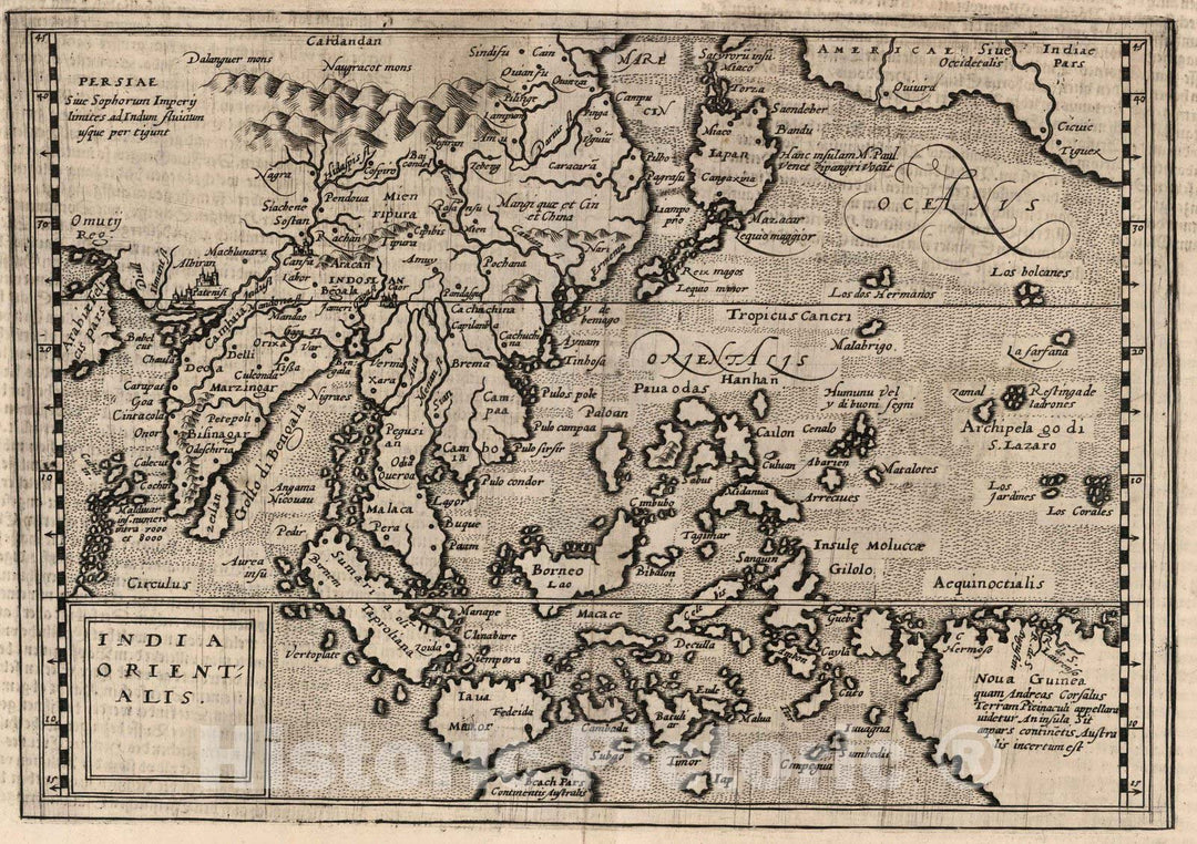 Historic Map : World Atlas Map, 5. India orientalis. 1600. 1600 - Vintage Wall Art