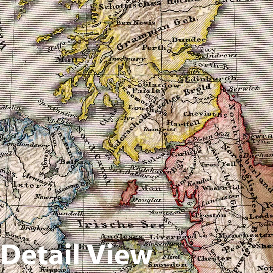 Historic Map : Ireland,25. Die Britischen Inseln. British Isles. 1872 , Vintage Wall Art