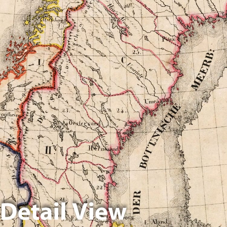 Historic Map : Norway, V.1:1-5: V: III: Norwegen und Schweden 1825 , Vintage Wall Art