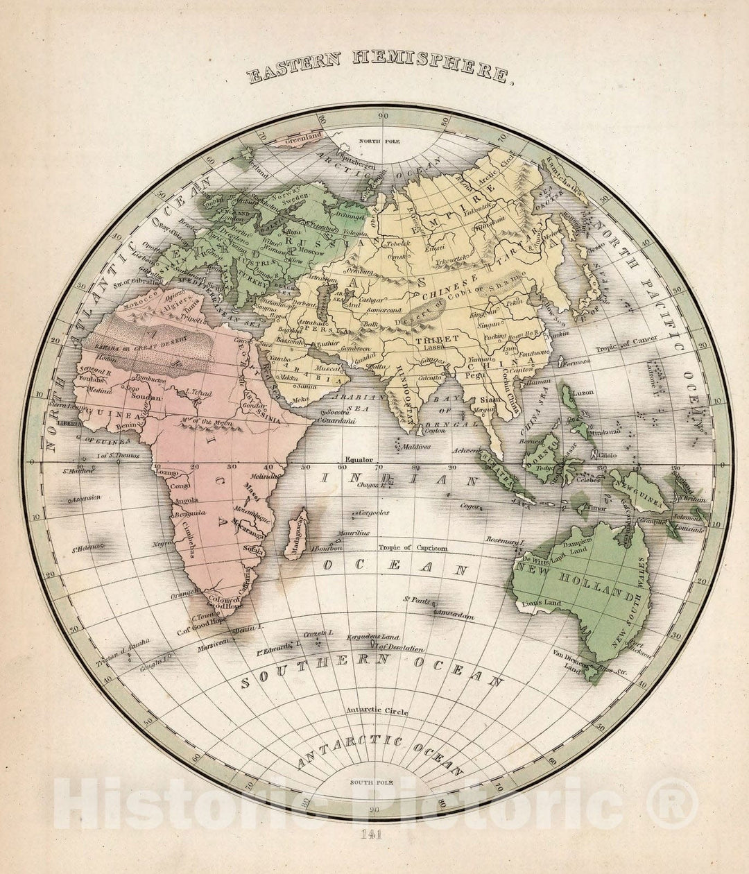 Historic Map : World Atlas Map, Eastern Hemisphere 1838 - Vintage Wall Art