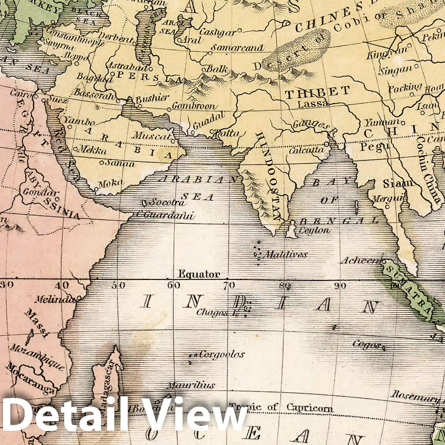 Historic Map : World Atlas Map, Eastern Hemisphere 1838 - Vintage Wall Art