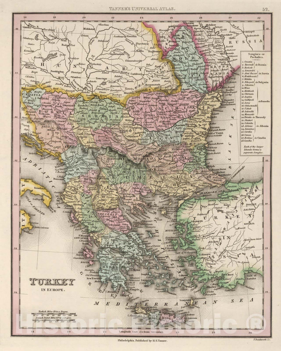 Historic Map : World Atlas Map, Turkey in Europe. 1836 - Vintage Wall Art