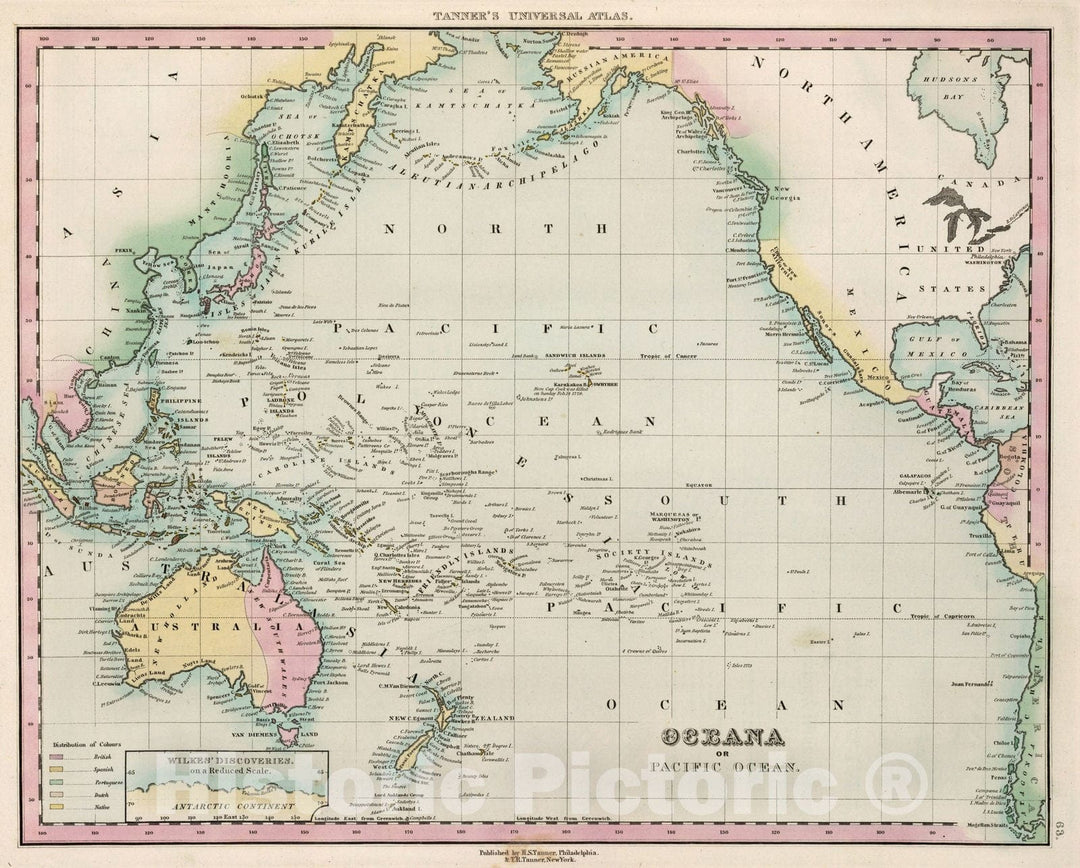 Historic Map : World Atlas Map, Oceana or Pacific Ocean. 1836 v1