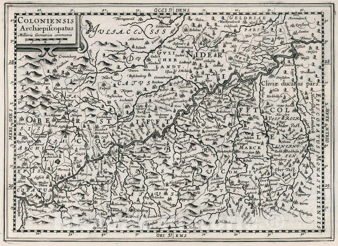 Historic Map : Germany,Coloniensis archiepiscopatus 1636 , Vintage Wall Art