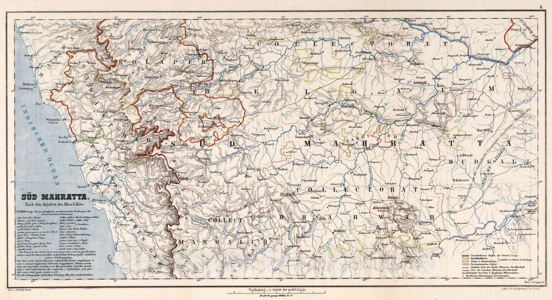 Historic Map : Religious Atlas Map, Sued Mahrata. (South Maratha, India) 1859 - Vintage Wall Art