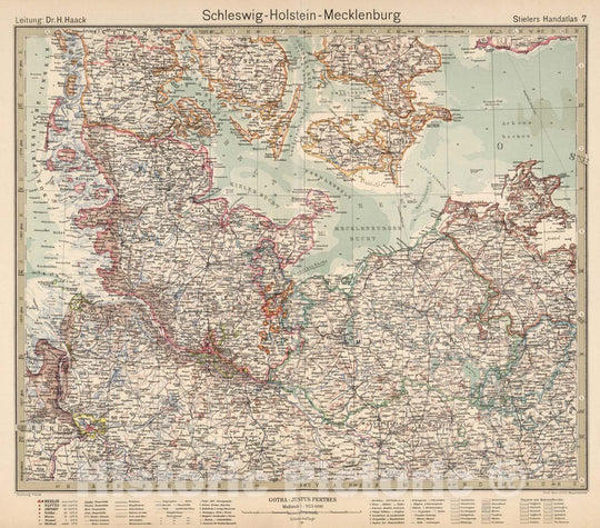 Historic Map : Germany,7. Schleswig-Holstein - Mecklenburg. 1925 , Vintage Wall Art