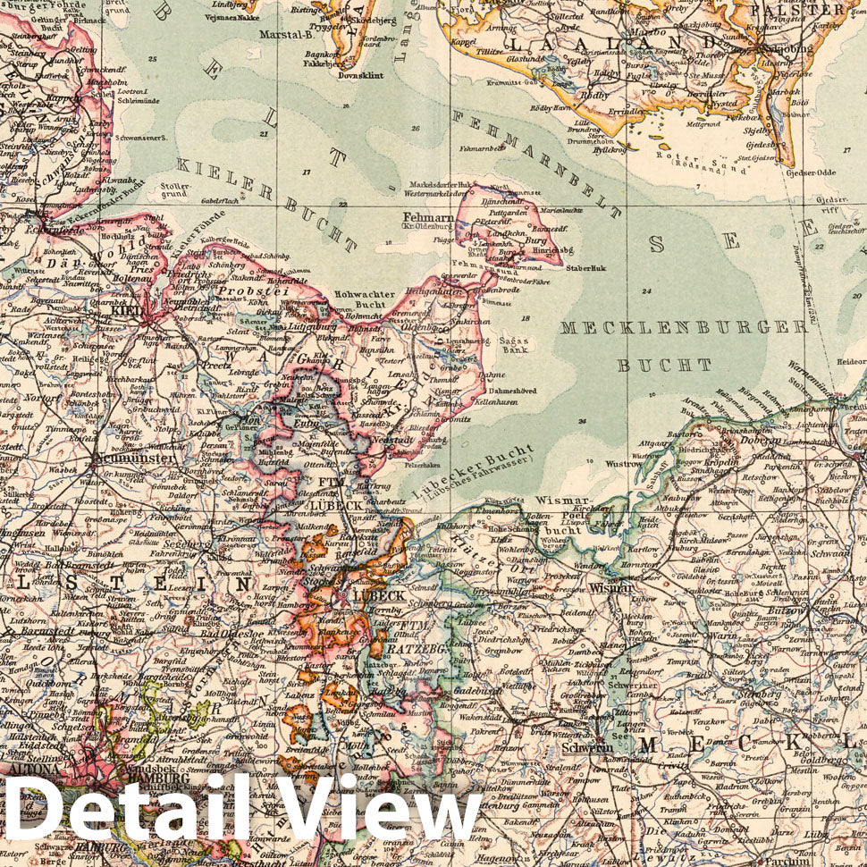 Historic Map : Germany,7. Schleswig-Holstein - Mecklenburg. 1925 , Vintage Wall Art