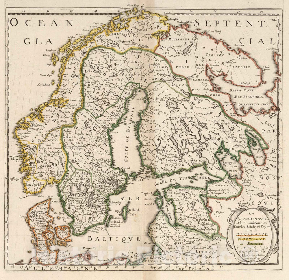 Historic Map - World Atlas Map, Scandinavia. 1697 - Vintage Wall Art