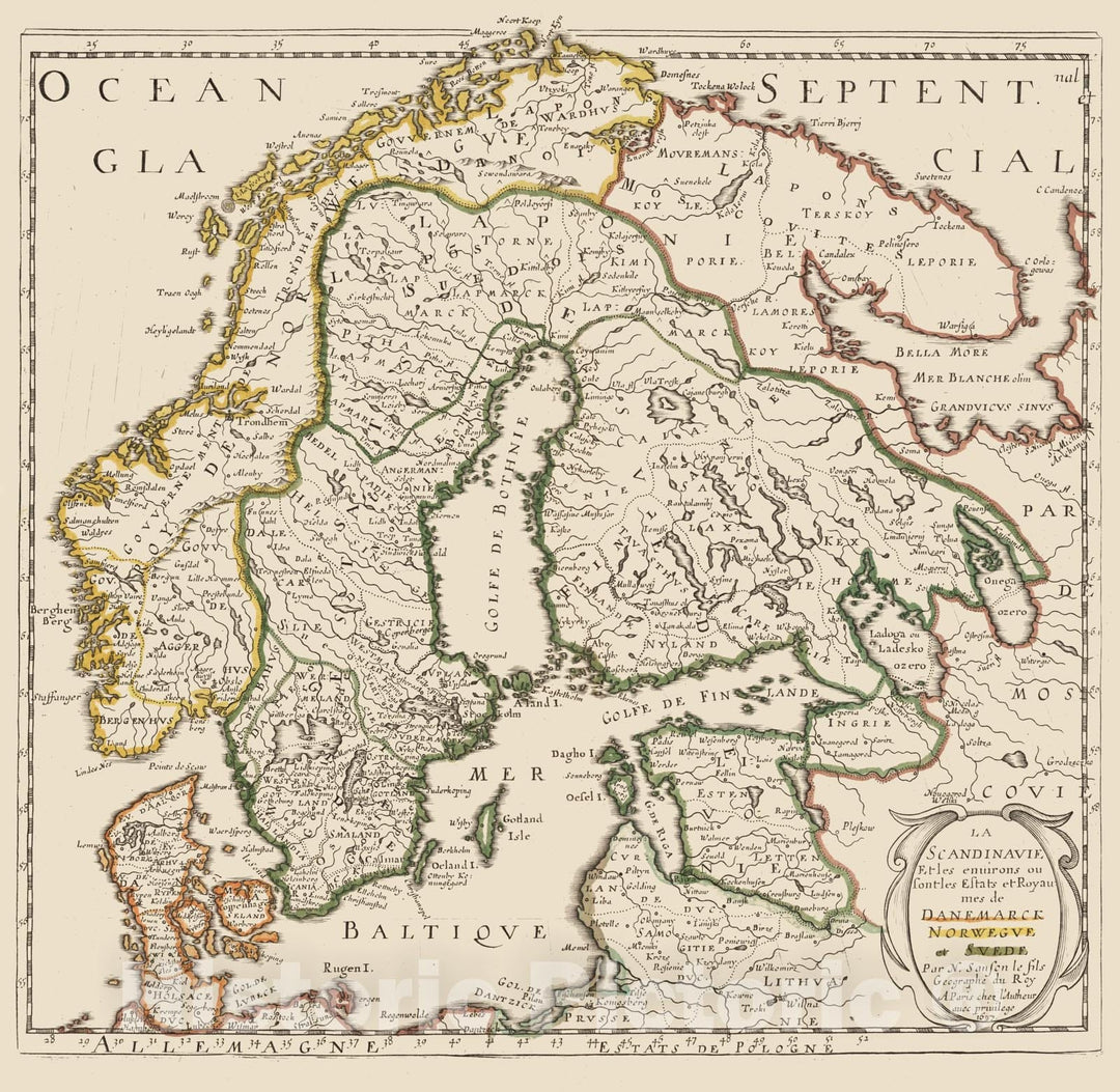 Historic Map - World Atlas Map, Scandinavia. 1697 - Vintage Wall Art