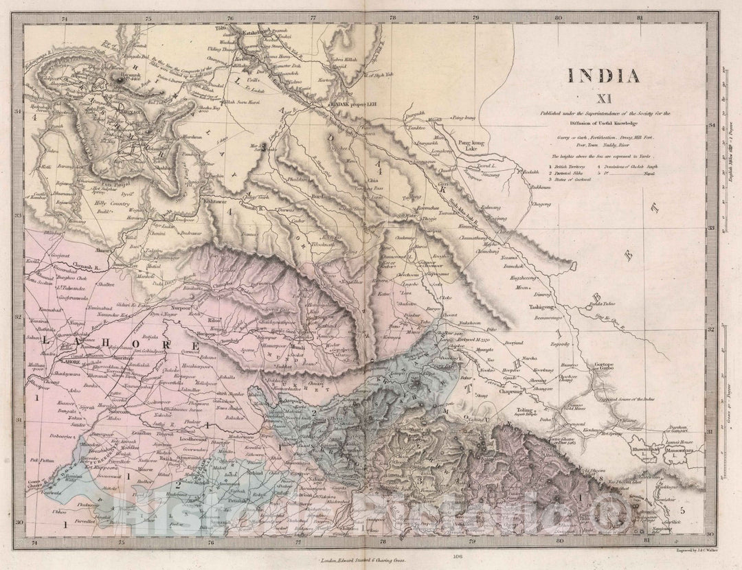 Historic Map : India,India XI 1856 , Vintage Wall Art