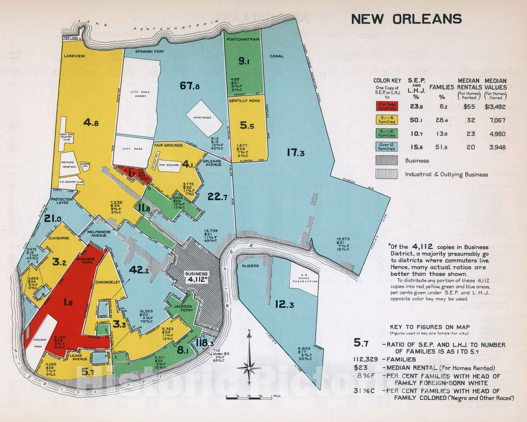 Historic Map : New Orleans. 1932 - Vintage Wall Art