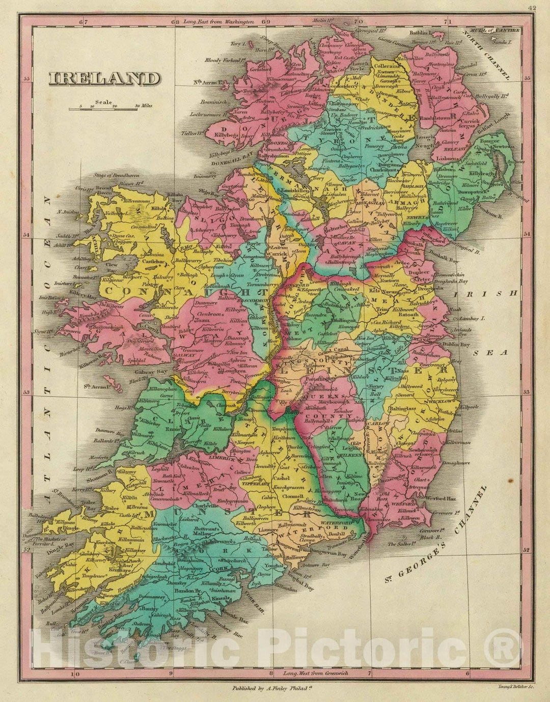 Historic Map : Classical Atlas Map, Ireland. 1831 - Vintage Wall Art