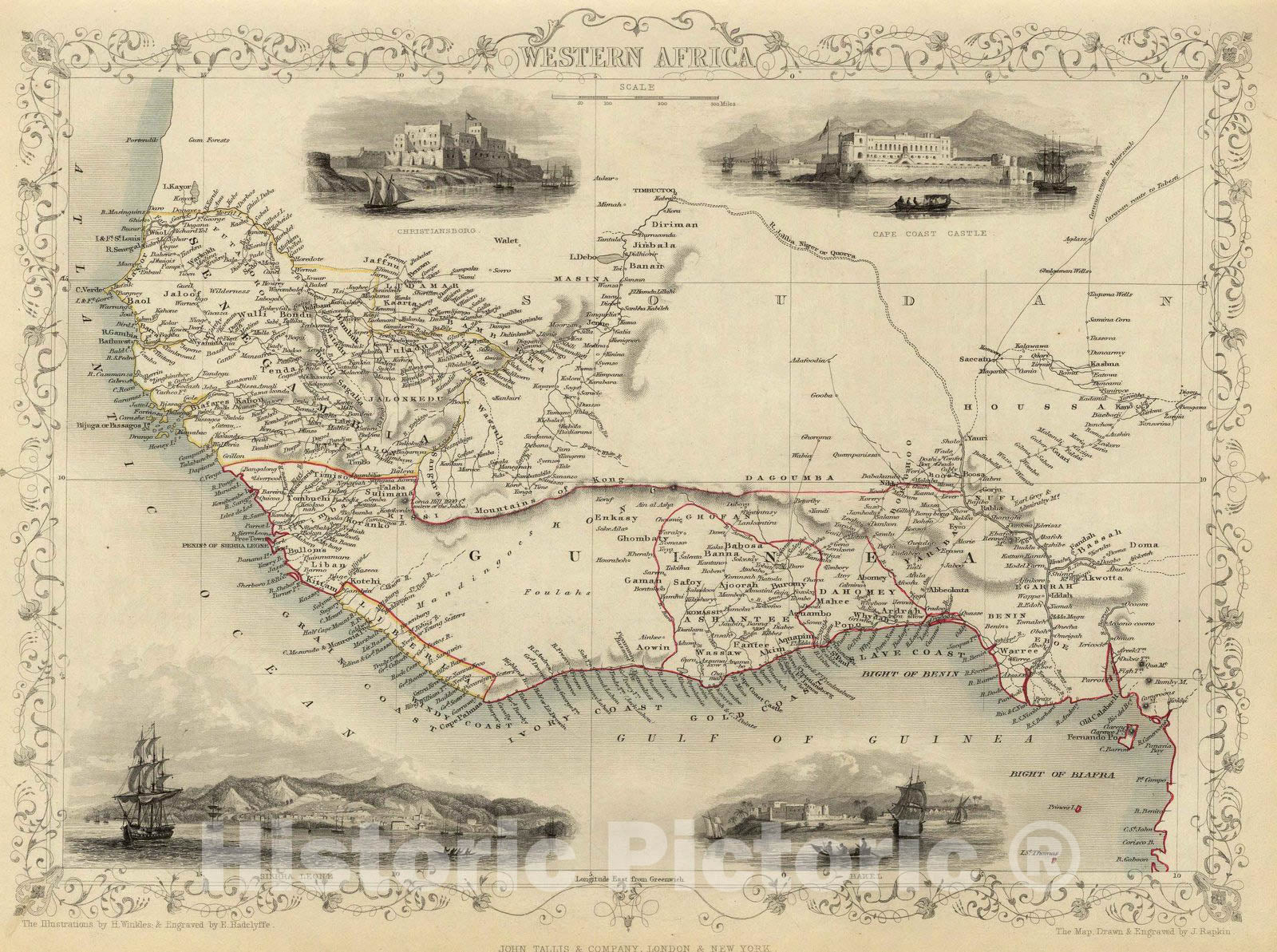 Historic Map : World Atlas Map, Western Africa. 1851 - Vintage Wall Art