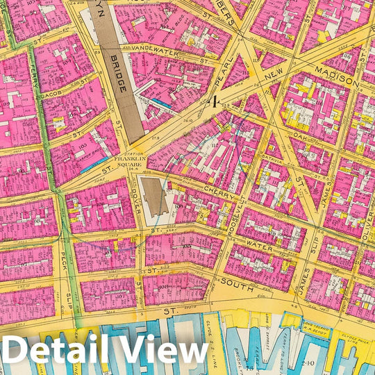 Historic Map : Manhattan Fire Insurance City Atlas Map, Pl. 3: wards 2, 4, 7. 1891 - Vintage Wall Art