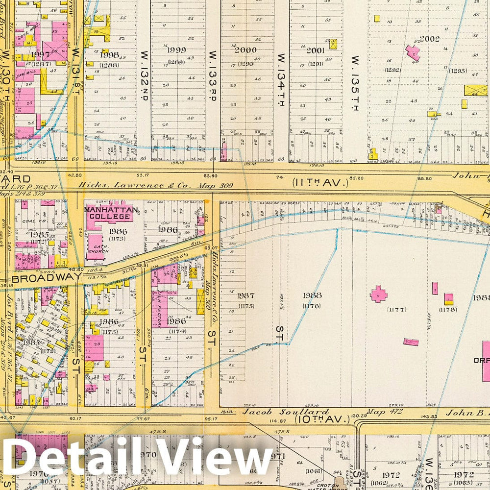 Historic Map : Manhattan Fire Insurance City Atlas Map, Pl. 39: ward 12. 1891 - Vintage Wall Art