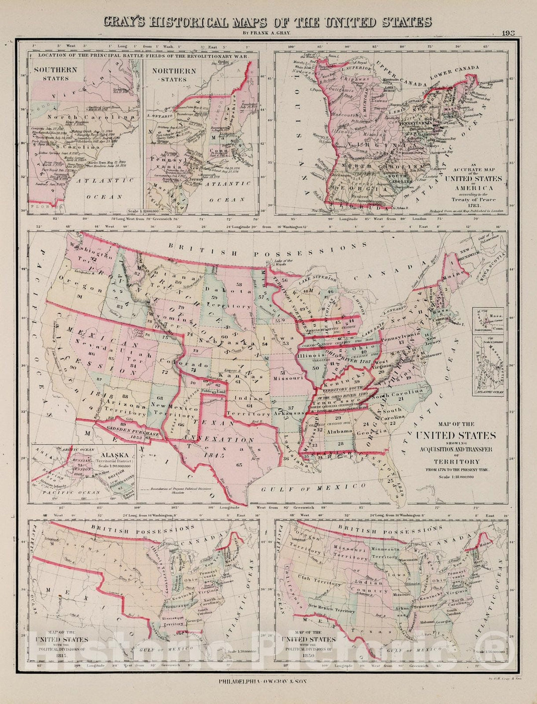 Historic Wall Map : Historical Maps of the United States, 1884 - Vintage Wall Art