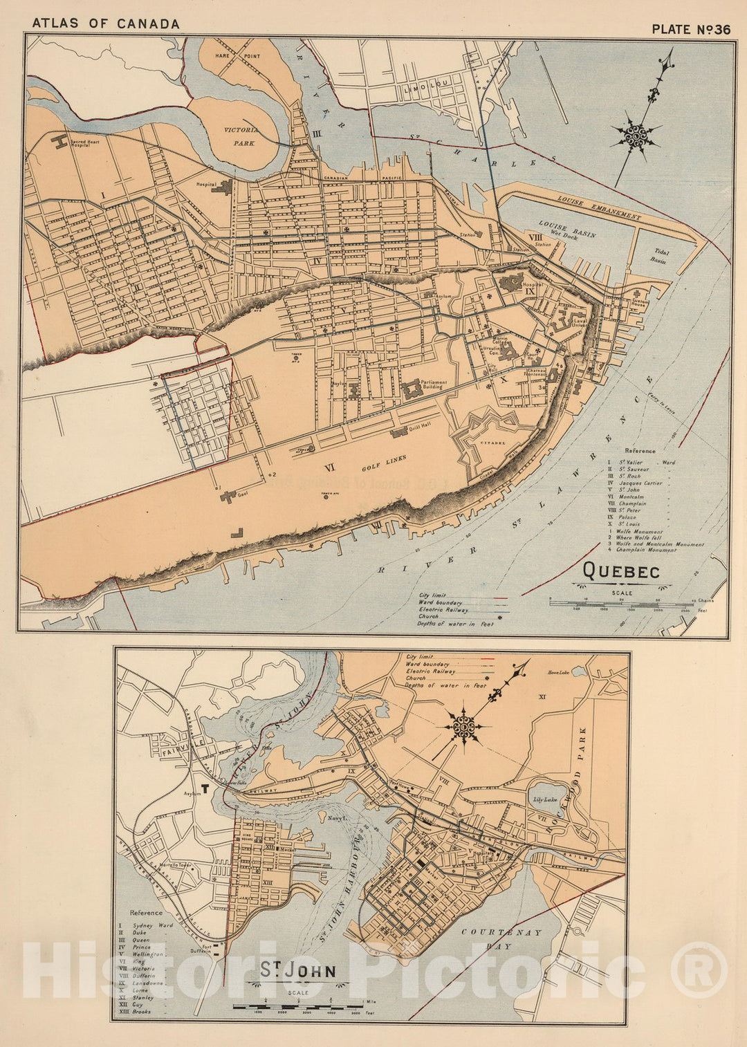 Historic Wall Map : No. 36, Quebec 1906 - Vintage Wall Art