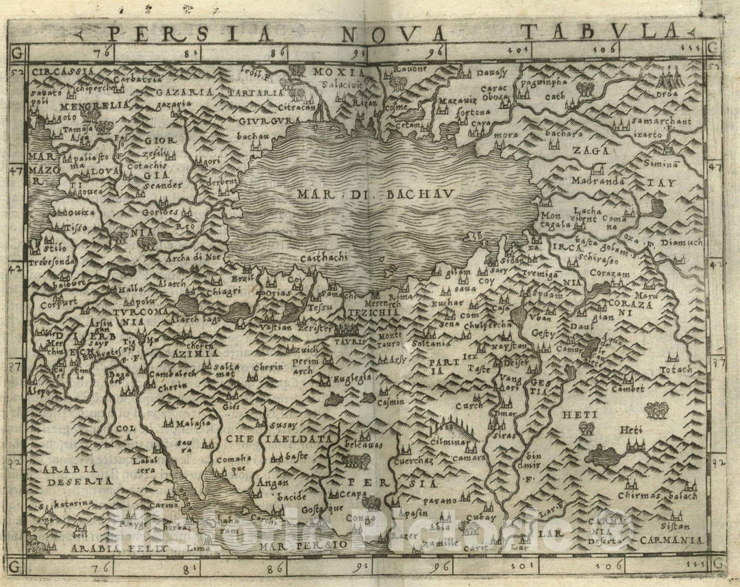 Historic Map : Iran,Persia Nova tabula 1548 , Vintage Wall Art