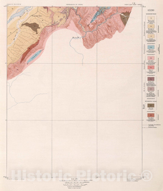 Historic Map : China, Geologic Atlas Map, C-II. Fang-Lan-Chon Sheet. 1906 , Vintage Wall Art